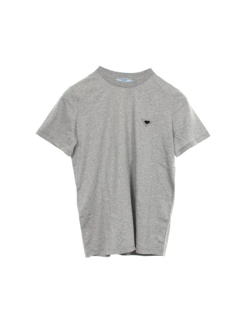 Prada Short Sleeve T-Shirt Triangle Logo Distressed Cotton